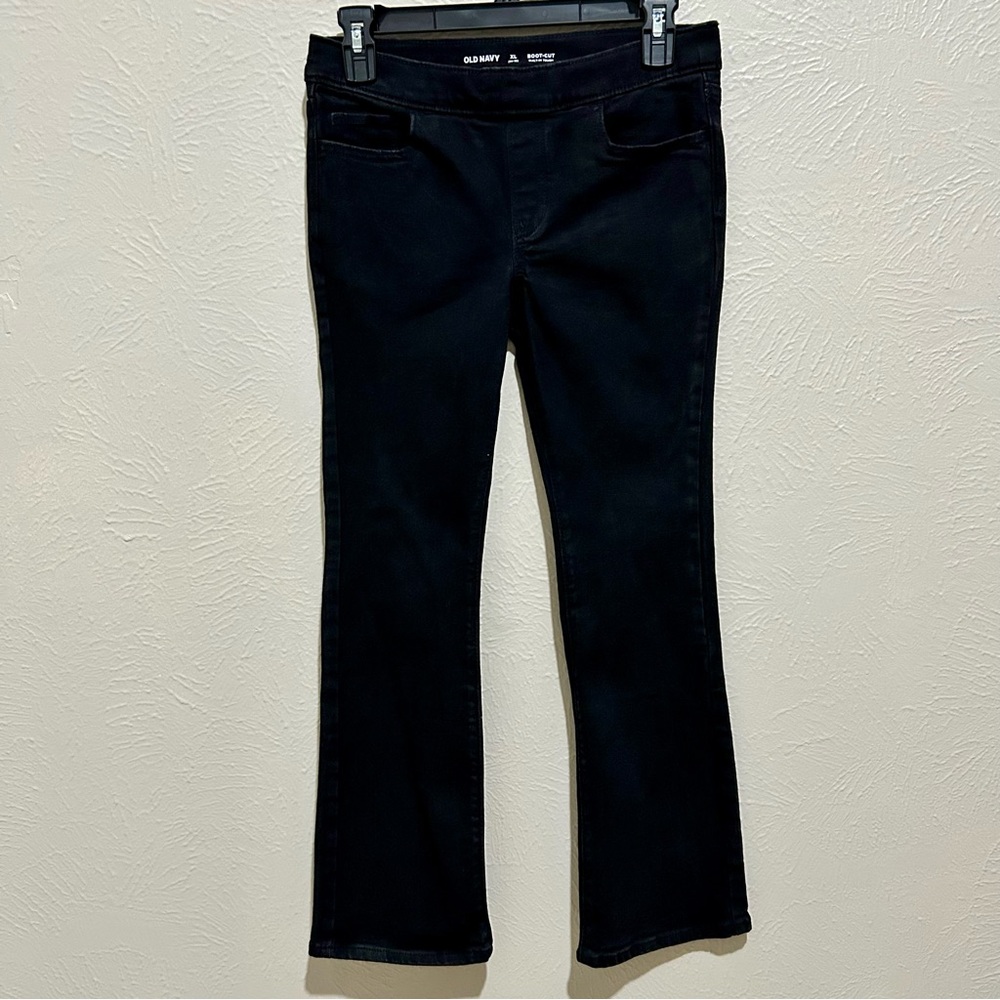 Old Navy Black Boot Cut Puul On Girl’s Jeans 14-16 XL Rodeo